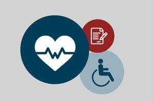Icons zu den Themen Gesunheit, Vorsorge & Behinderung
