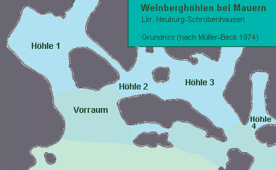 Die vier oberen Weinberghhlen. Grafik: Kurt Scheuerer